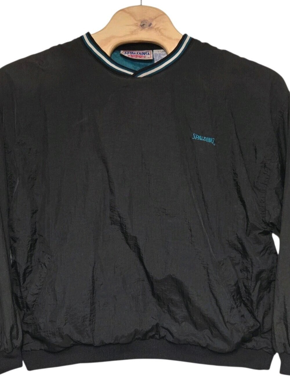 VIntage Spalding Windbreaker Pullover Men's Large Black 1990s